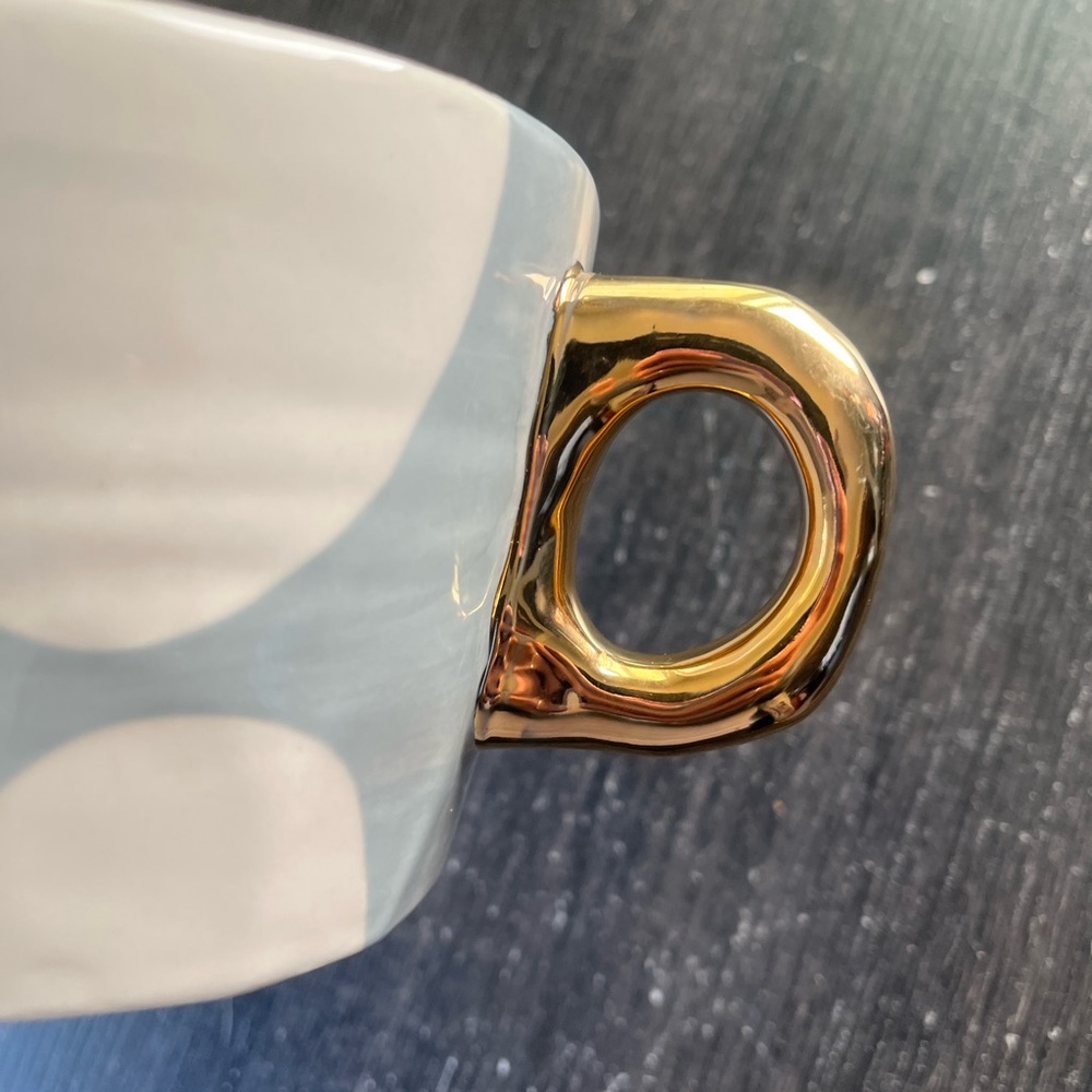 YESTERYEAR FOR ANTHROPOLOGIE BY BRIDGET BODENHAM CREAM DOT MUG 3 1/2" STONEWARE - Picture 4 of 10